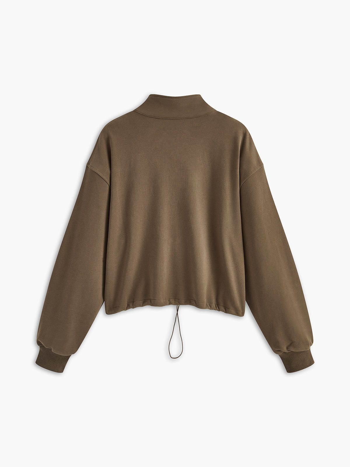 Dik Yaka Bağcıklı ve Fermuarlı Sweatshirt