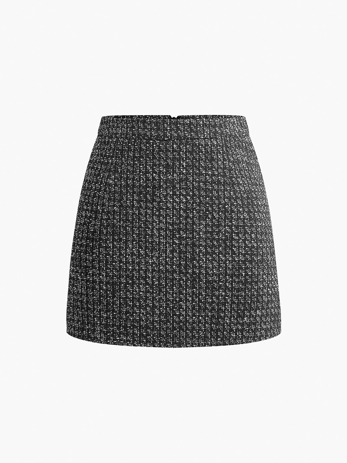 Tweed Fermuarlı A Kesim Mini Etek