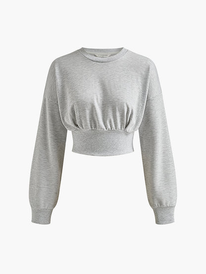 Pamuklu Pileli Sweatshirt