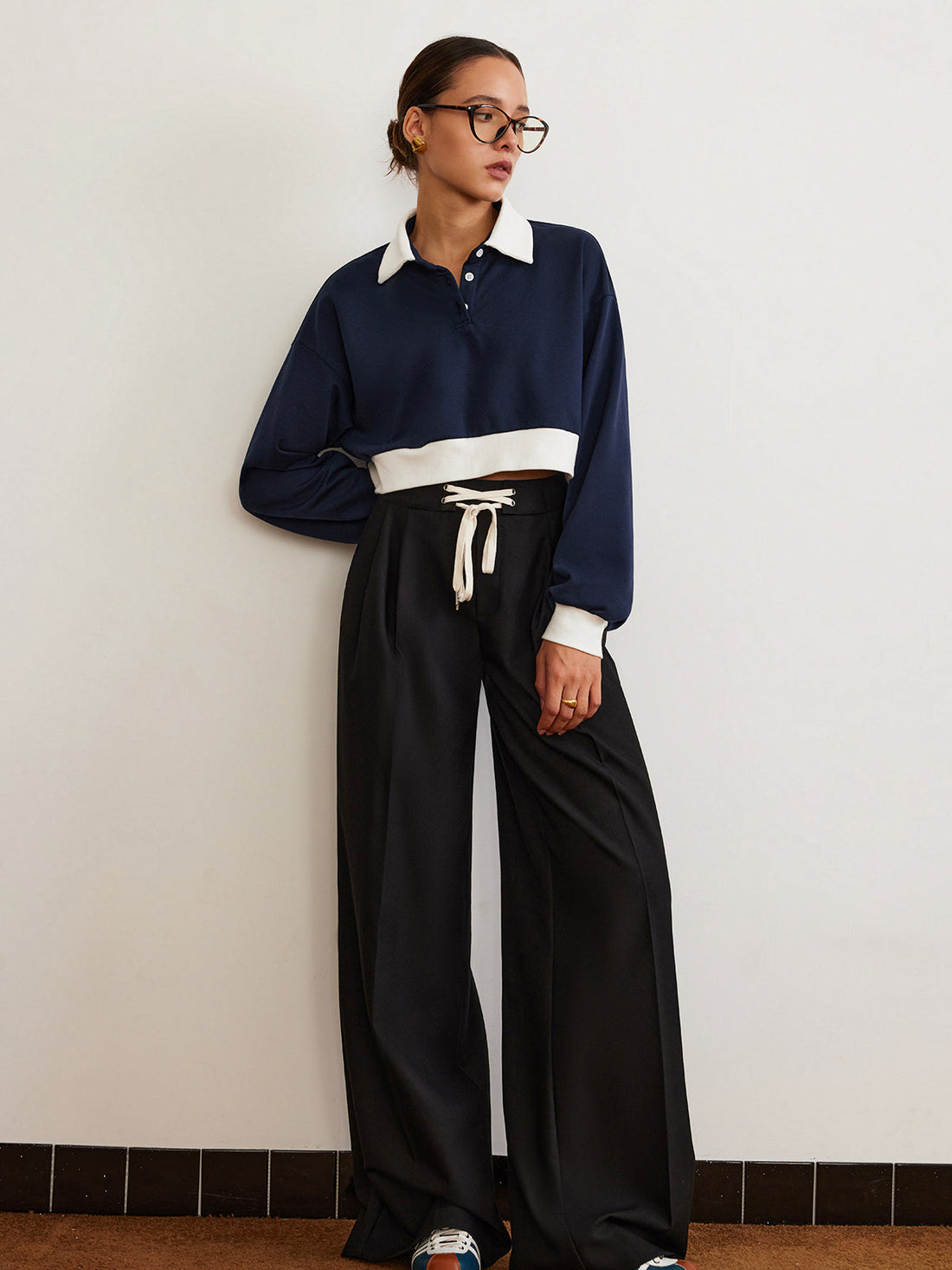 Patchwork Polo Kısa Sweatshirt