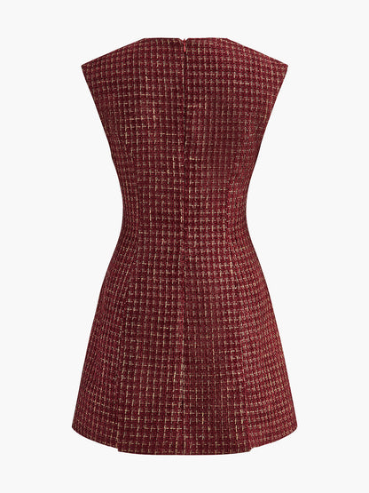 Boru Fermuarlı Tweed Kısa Elbise