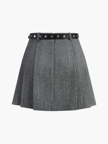 Chevron Kemerli Tweed Etek
