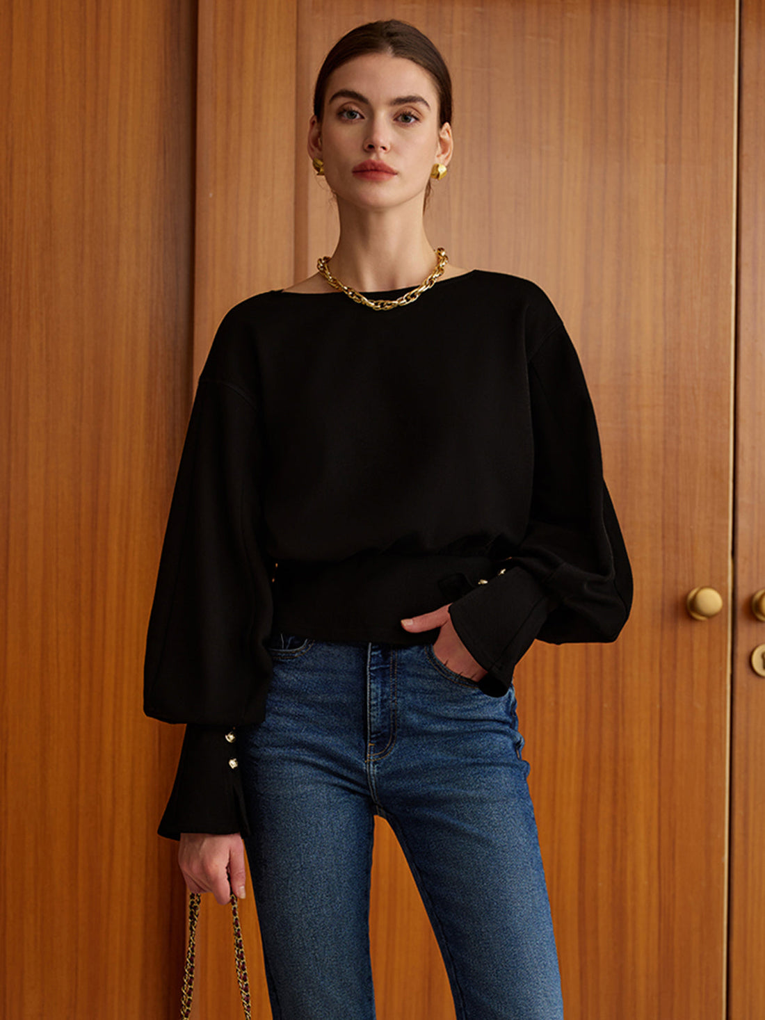 Çan Kollu Sıkıştırılmış Sweat