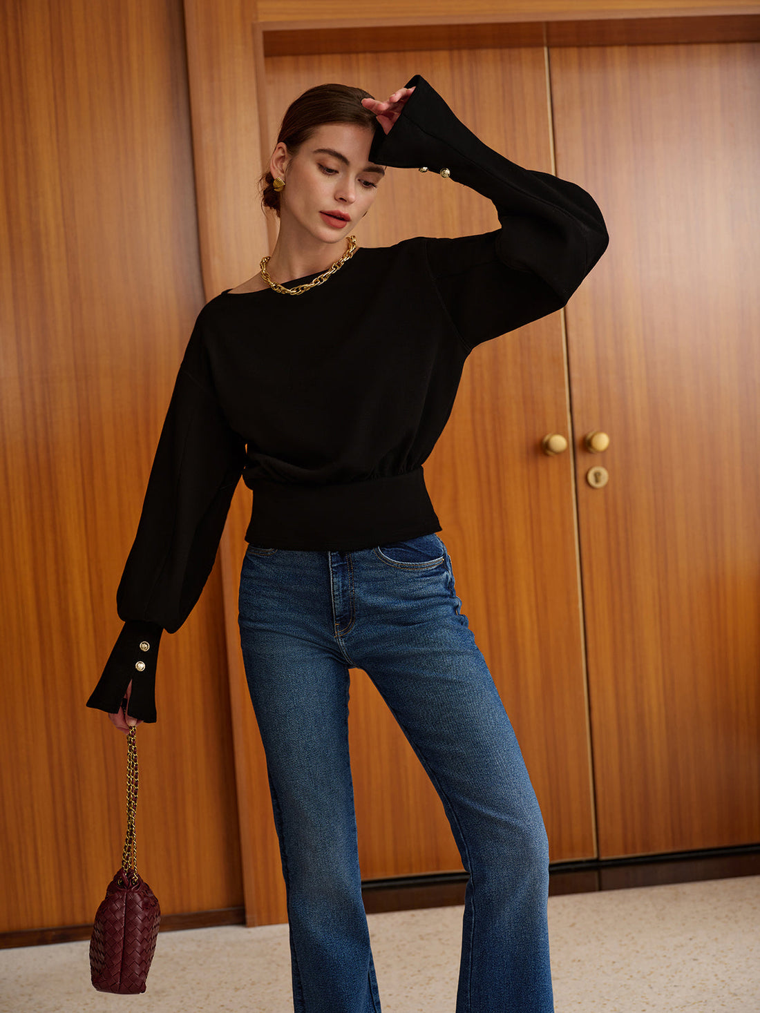 Çan Kollu Sıkıştırılmış Sweat