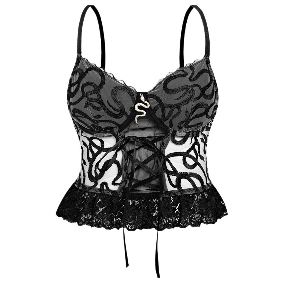 Goth Pearl Lace Edge Steel Corset Top